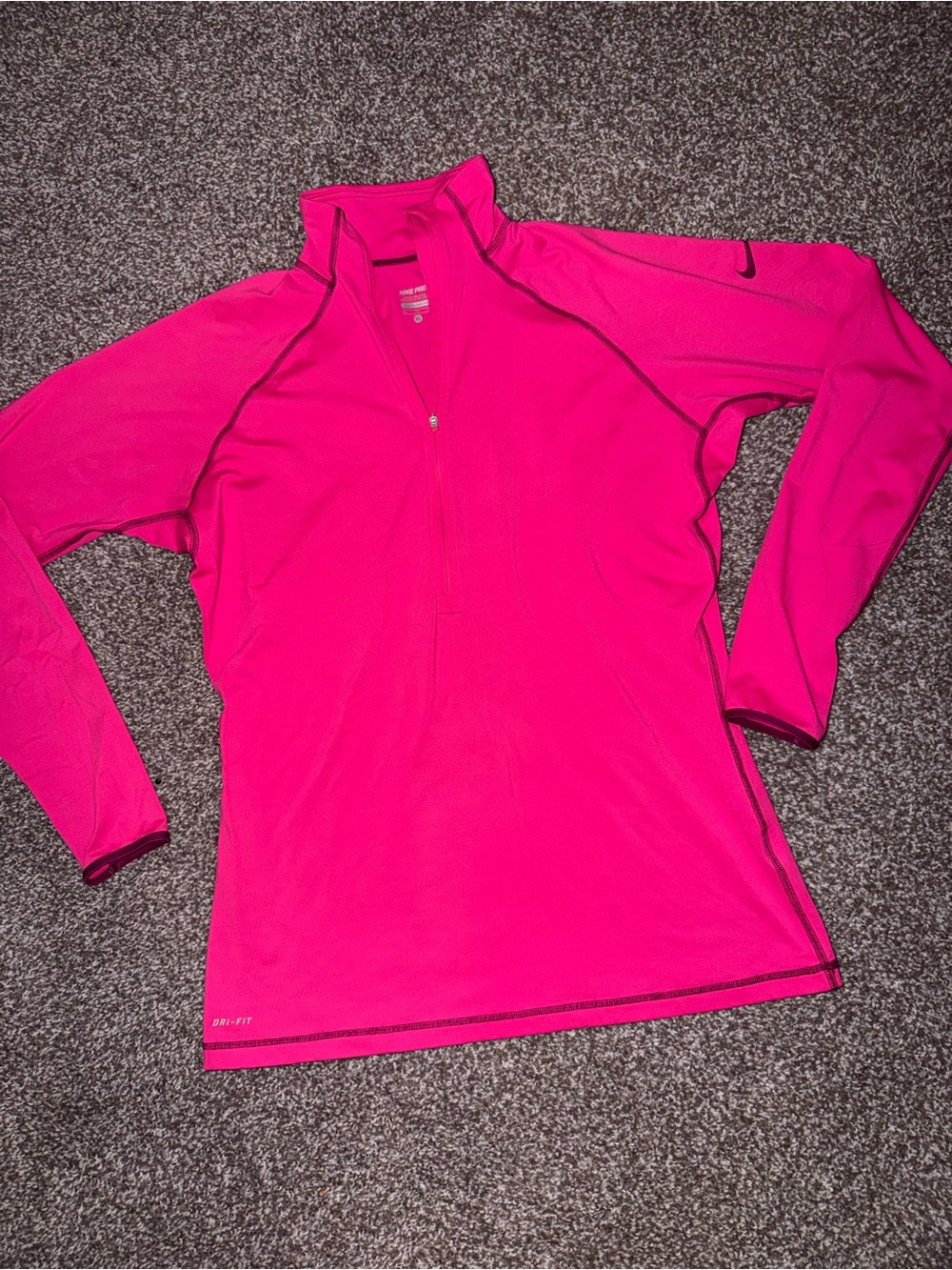 Nike Hot Pink Long Sleeve Quarter-Zip Performance Top